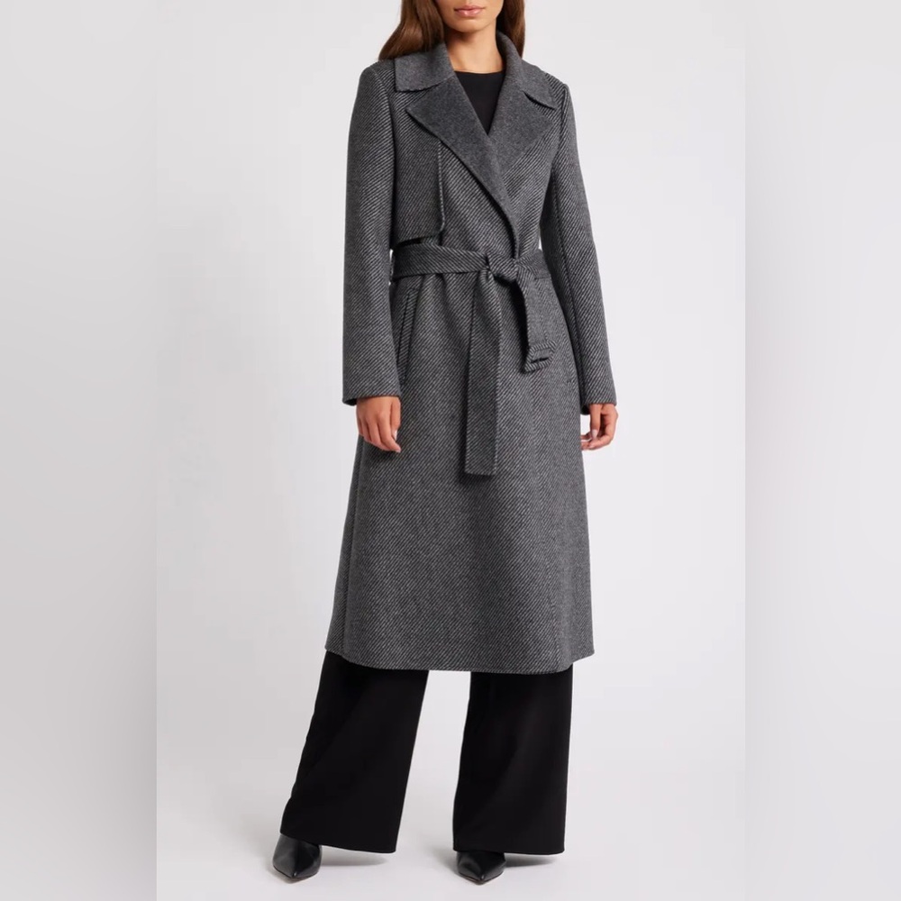 BCBG MAXAZRIA Wool Handmade Belted Trench Coat - Picture 1 of 16